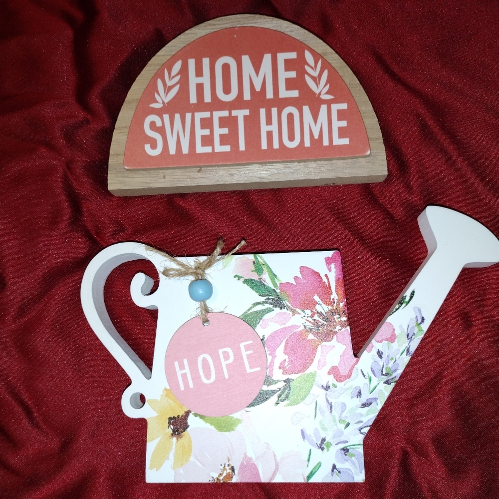 Home Sweet Home, Floral Watering Can Plaques